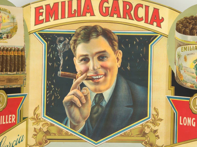 American Emilia Garcia Cigar Tri-Fold Advertising Display For Sale