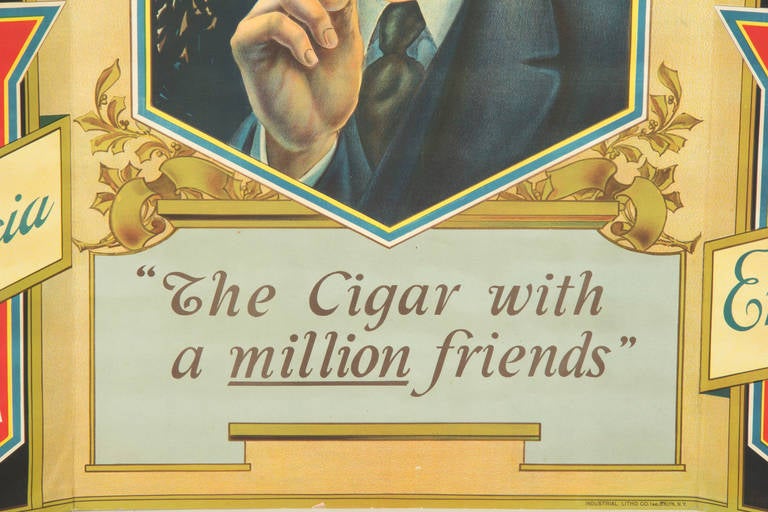 Emilia Garcia Cigar Tri-Fold Advertising Display In Excellent Condition For Sale In Chicago, IL