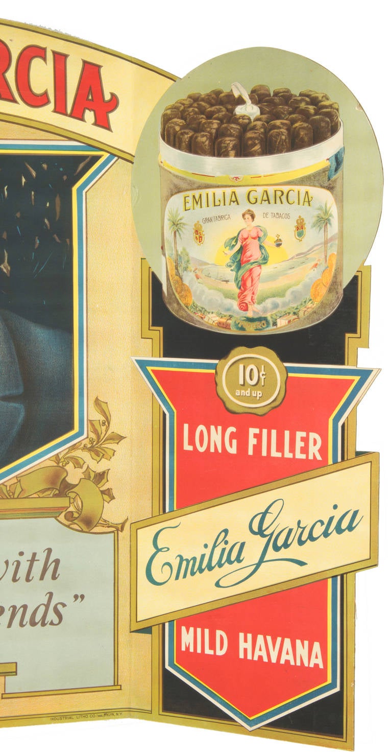 Cardboard Emilia Garcia Cigar Tri-Fold Advertising Display For Sale