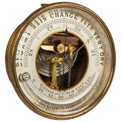 Tiffany Brass and Lead Crystal Thermometer and Barometer