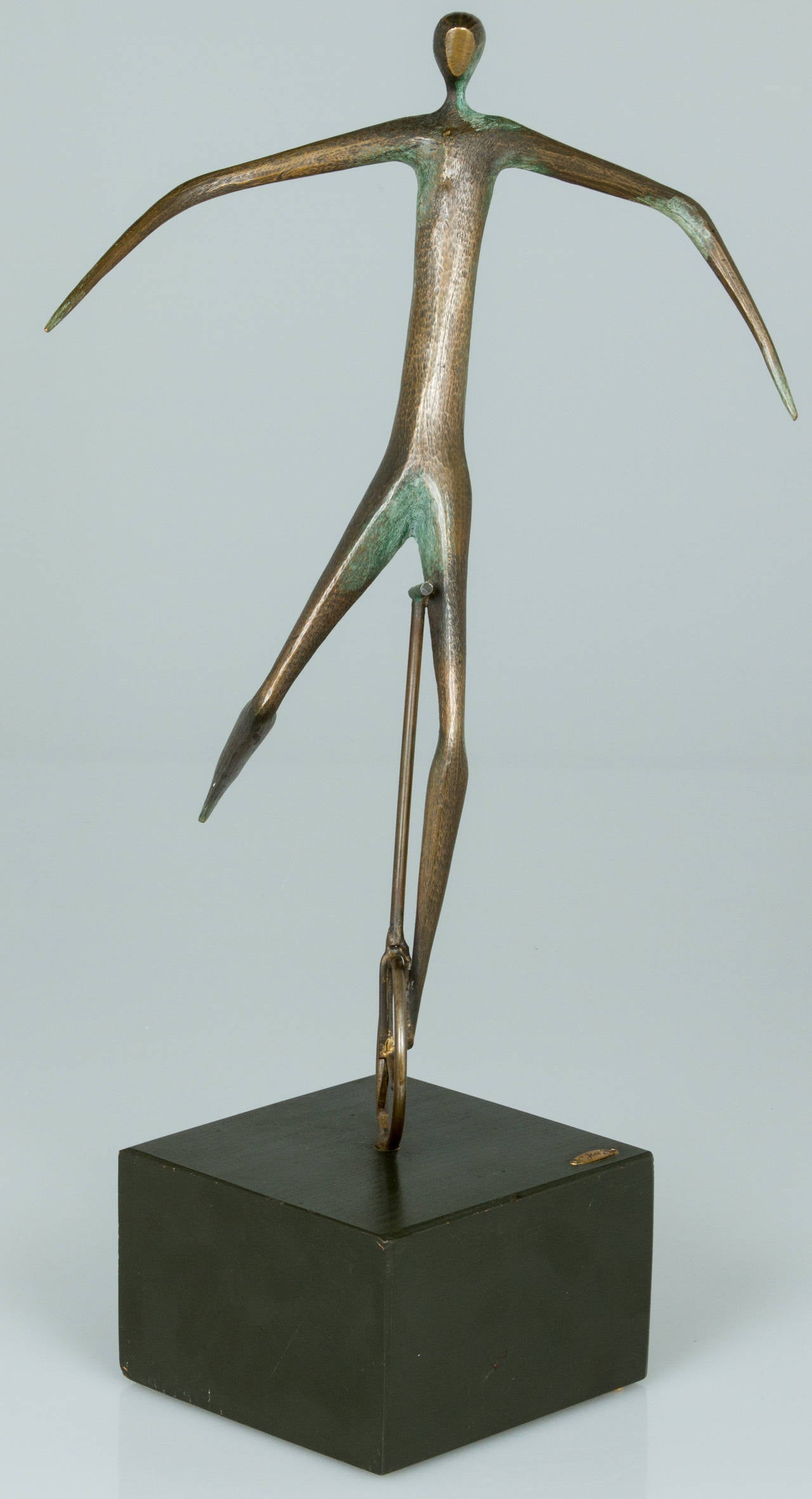 Jere Bronze Sculpture Abstract Man on a Unicycle In Excellent Condition In Chicago, IL