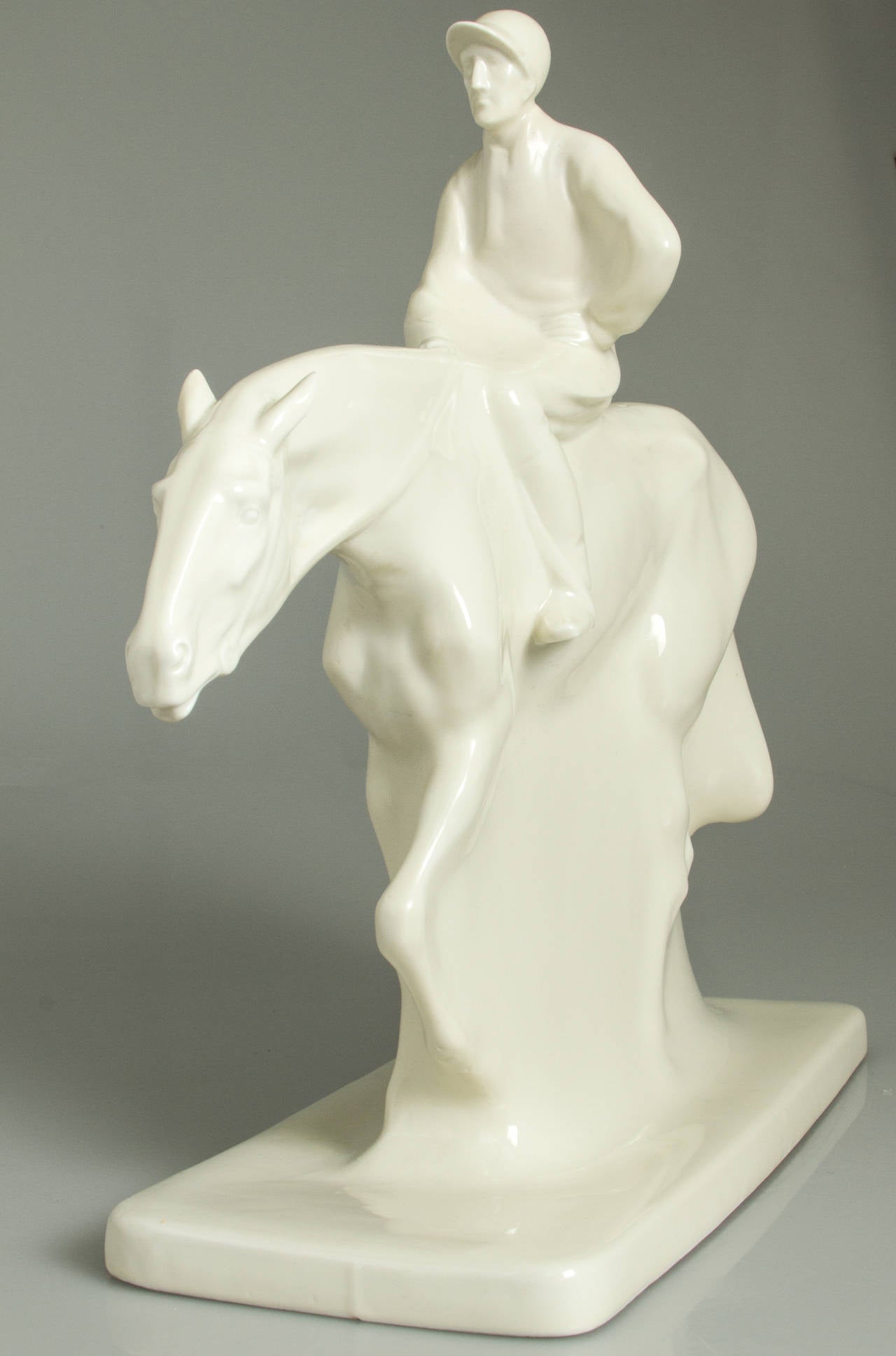 Art Deco Racehorse and Jockey Porcelain Sculpture 3