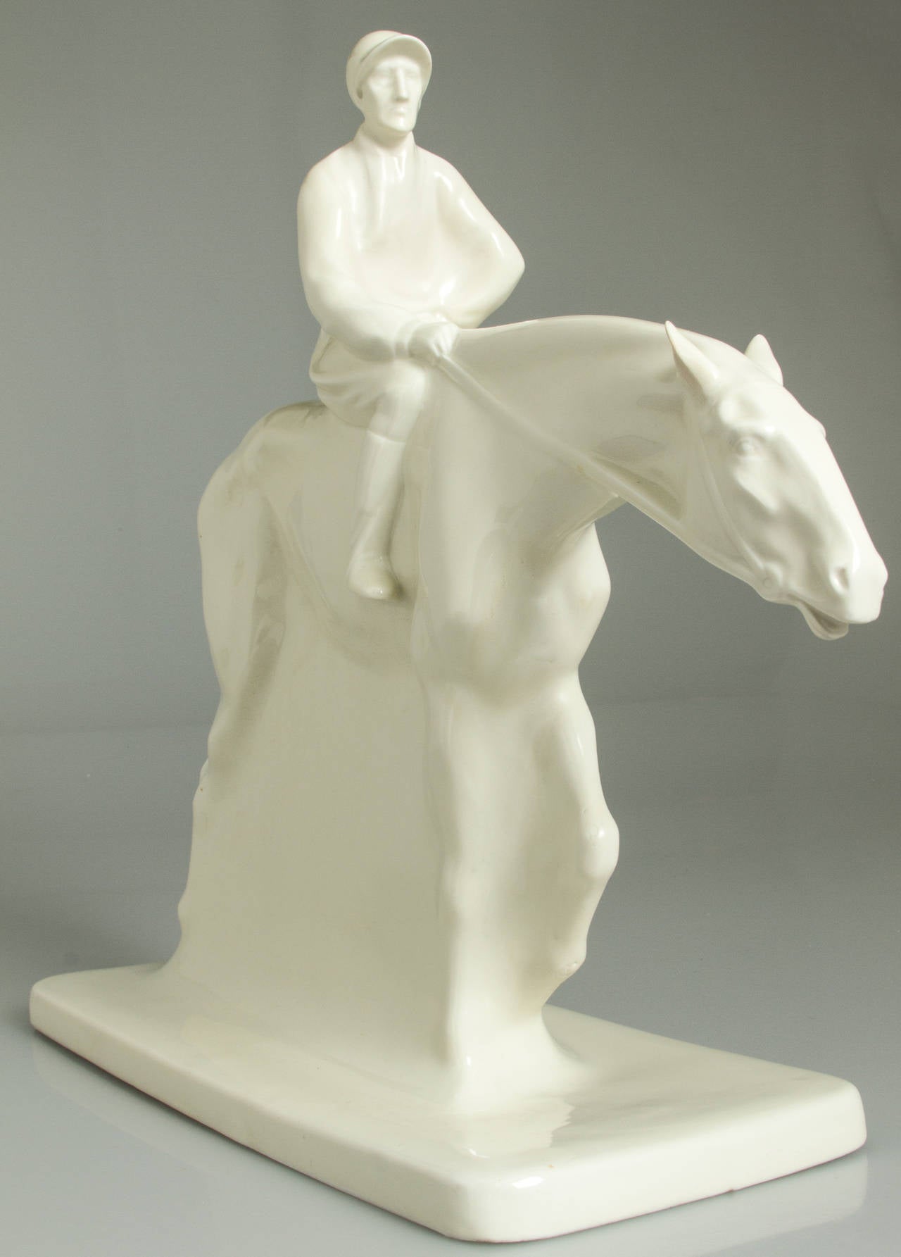 Art Deco Racehorse and Jockey Porcelain Sculpture 4
