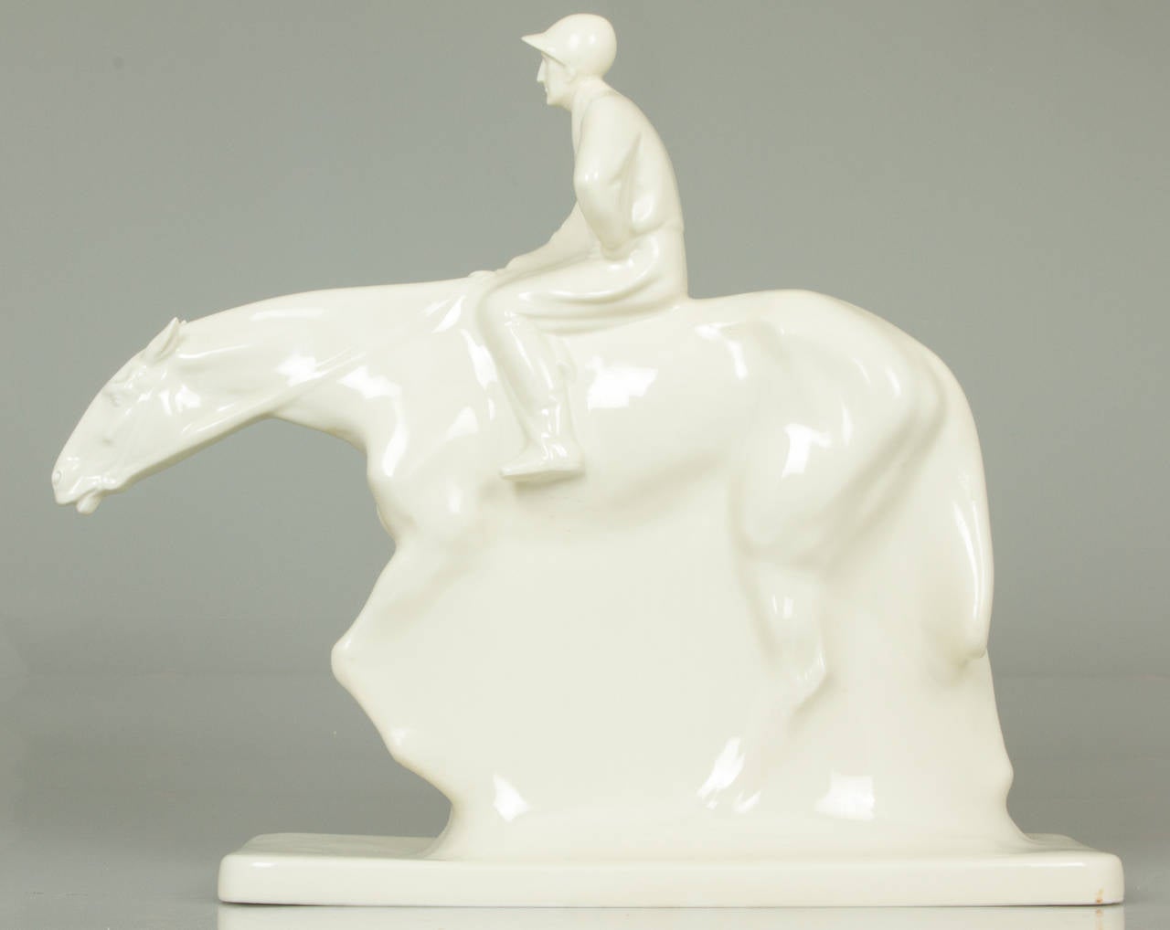 Art Deco Racehorse and Jockey Porcelain Sculpture 1
