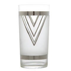 Art Deco Sterling Silver and Frosted Highball Glasses