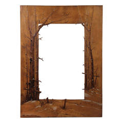 Antique European Parquetry  Wooden Frame with Woodland Motif