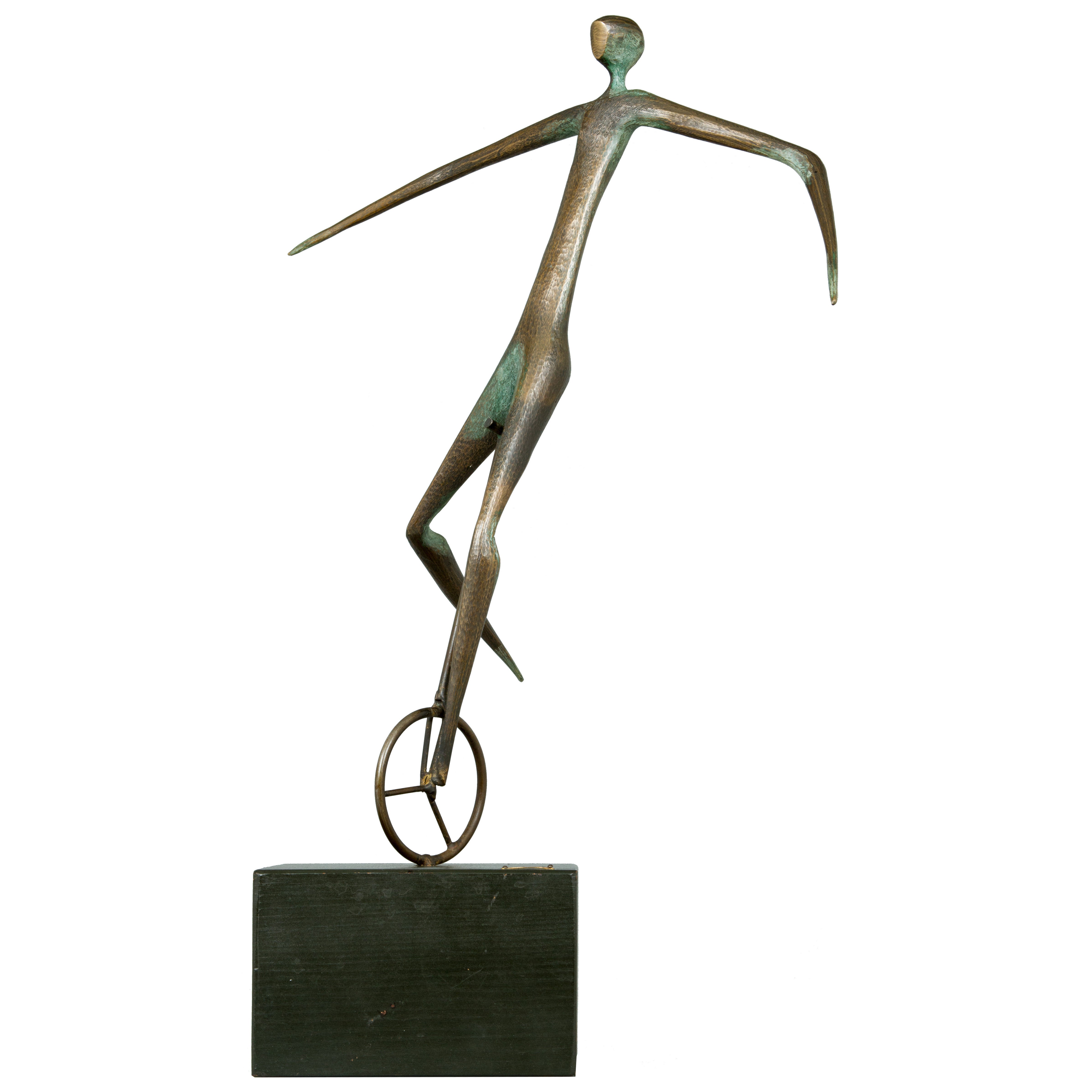 Jere Bronze Sculpture Abstract Man on a Unicycle