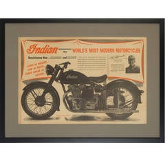 Vintage Original Indian Motorcycle Advertising Poster