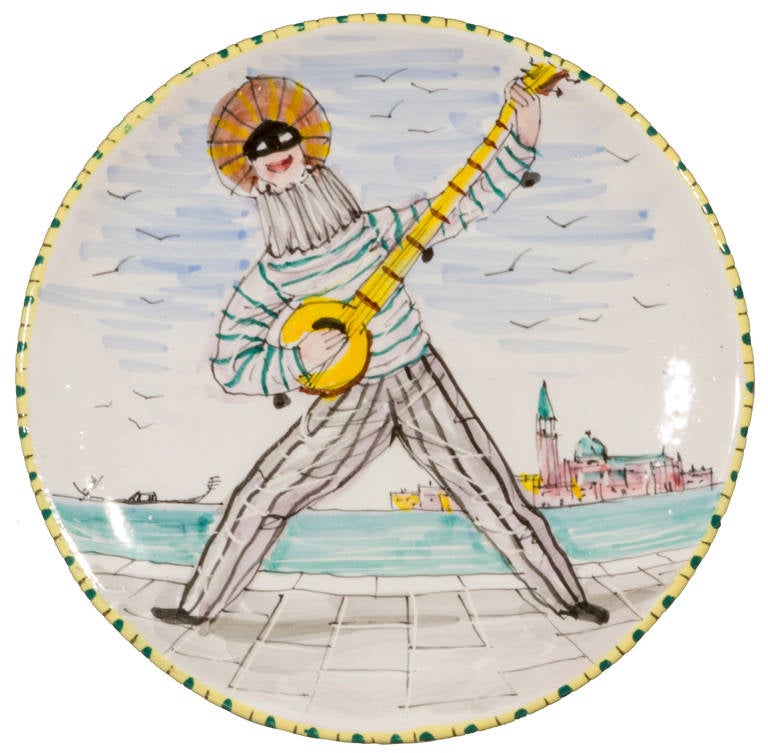 Collection of Six Whimsical Ceramic Plates by A. Rosa for San Polo