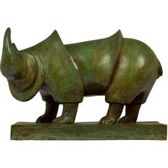 "Bronze Rhinoceros, #4" with Green Patina by Joseph McDonnell
