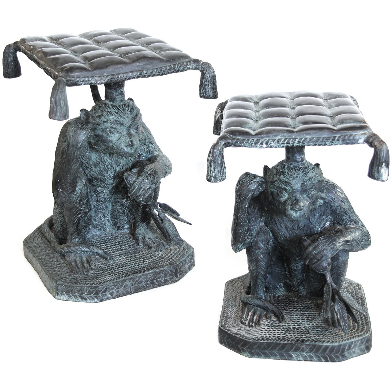 Pair of Maitland Smith Bronze Monkey Stools or Tables at 1stDibs