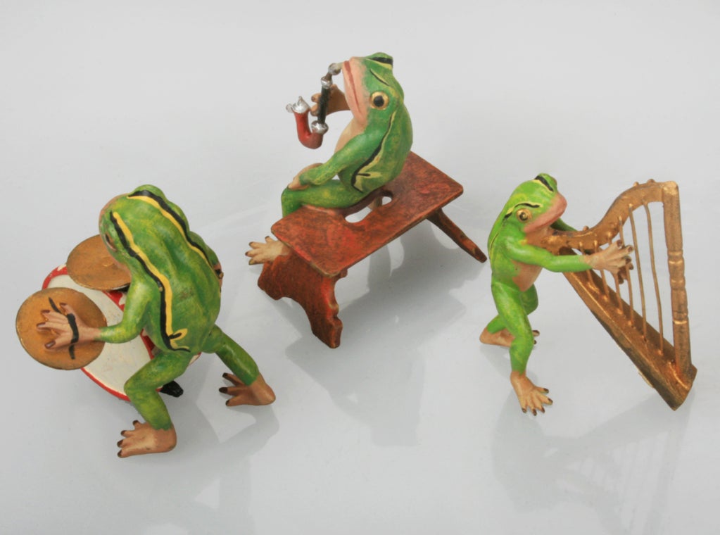 Painted Bronze Frog Band For Sale 1