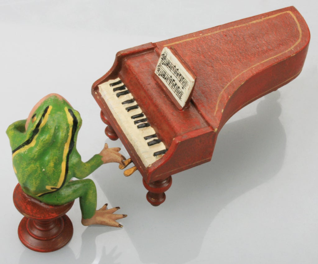 Painted Bronze Frog Band For Sale 4