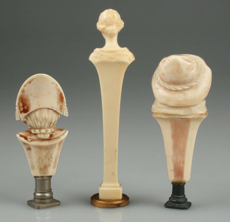 Collection of Three Outstanding French Ivory Letter Seals For Sale 1
