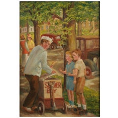 1930's Ice Cream Man Painting