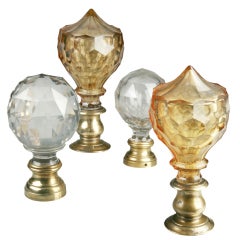 Antique Collection of Four Optical Victorian Newel Post Finials or Boule d' Escalier