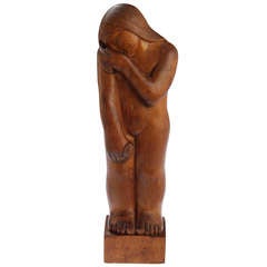Carved Wood Sculpture of a Woman