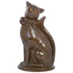 Antique Bronze Cat  Fireplace Set