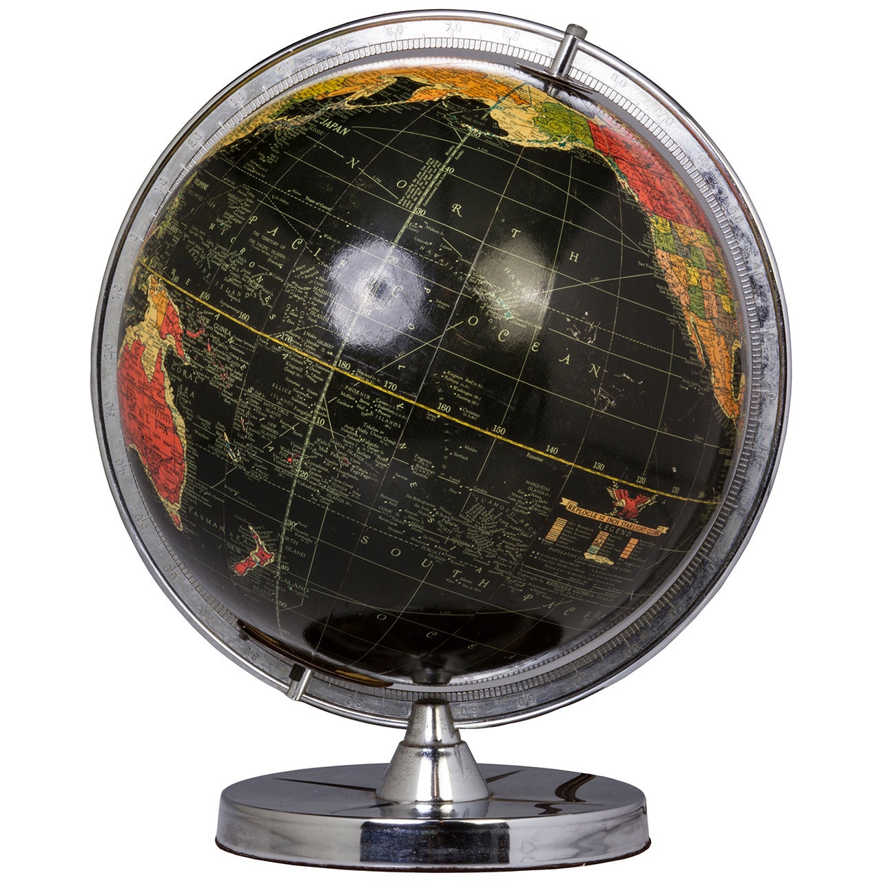 Vintage Illuminated Black Ocean Globe