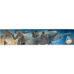 Vintage Mural "The History of Flight" Painting
