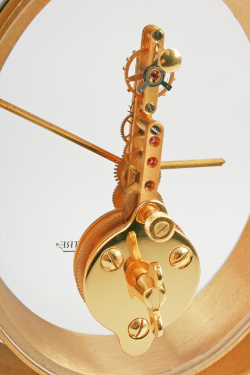 Brass Optical Jaeger-LeCoultre Sixteen Jewel Skeleton Clock