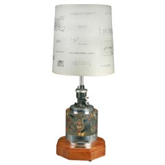 Woodward Lucite Presentation Lamp with Gears, Parts and Bits