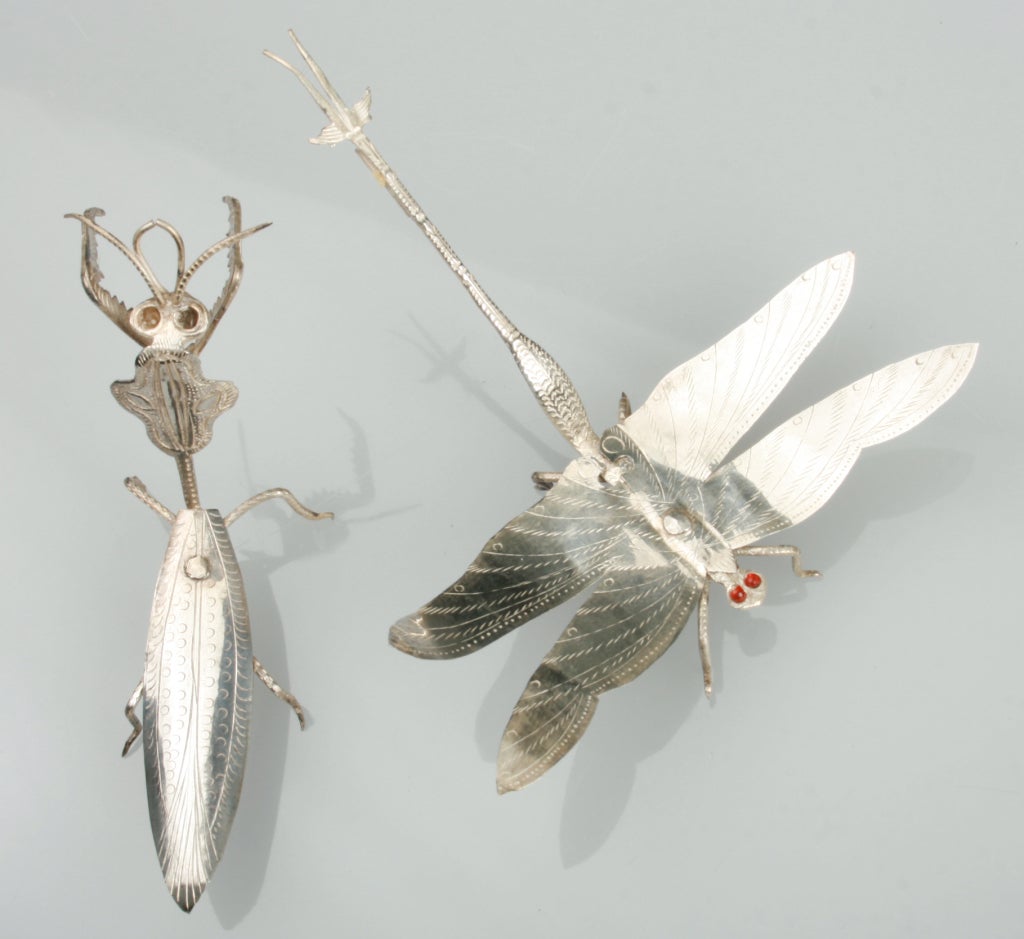 Silvered Collection of Insects and Reptile Placecard Holders