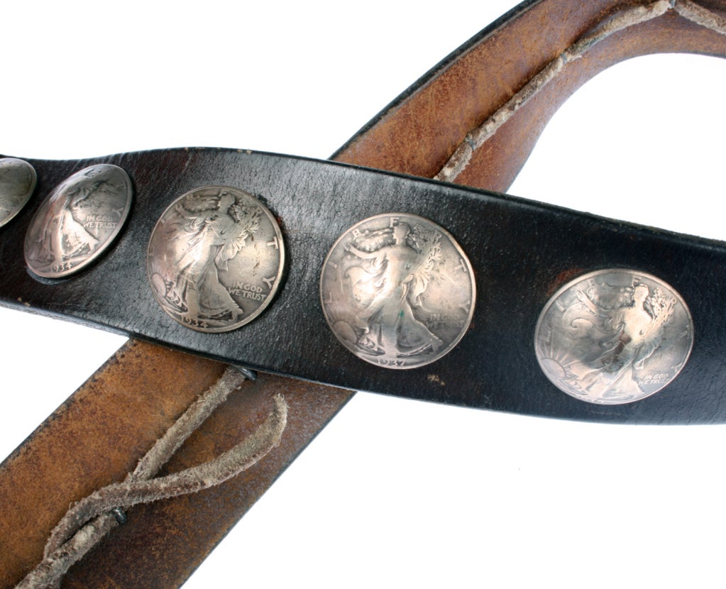1940's Navajo Silver Half  Dollar Belt In Good Condition In Chicago, IL