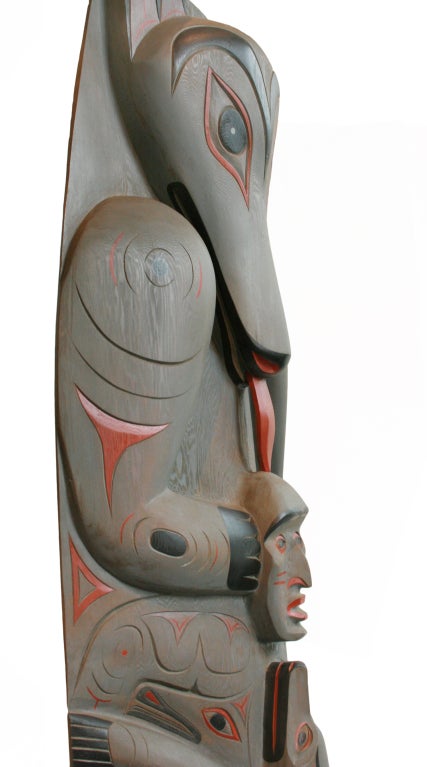Canadian Monumental Wolf Transformation Totem Pole By Floyd Joseph -Tyee