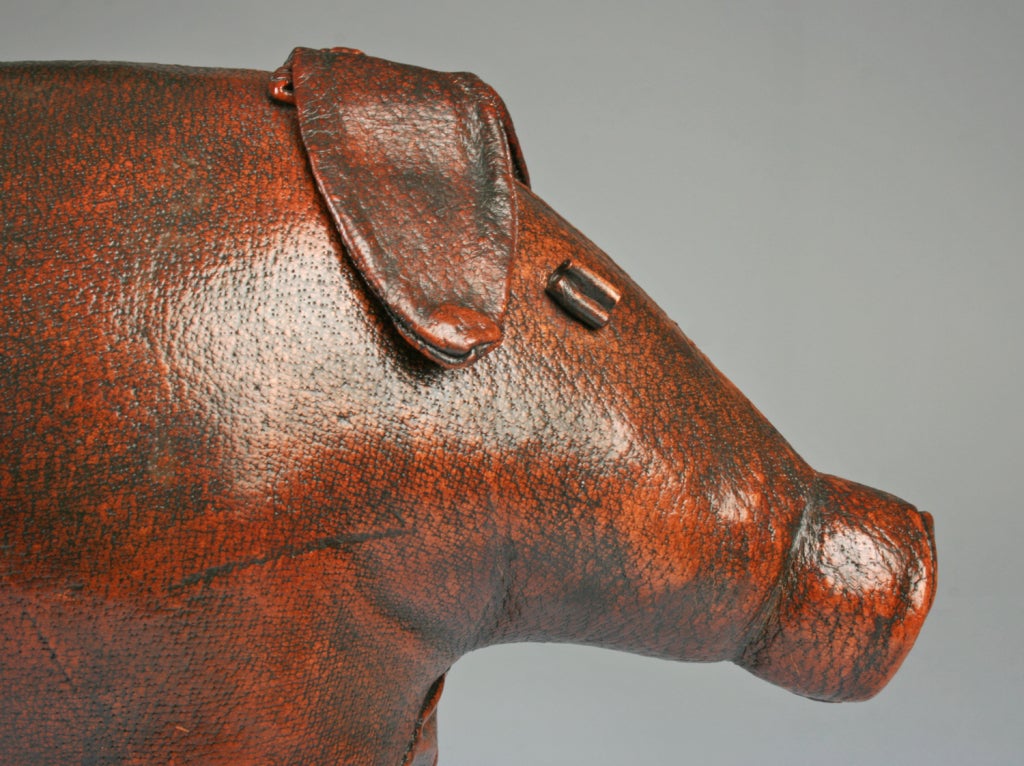 Mid-20th Century Large Leather  Abercrombie & Fitch Ottoman Pig