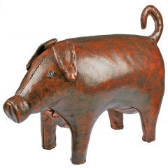 Large Leather  Abercrombie & Fitch Ottoman Pig
