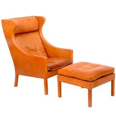morgensen borge leather armchair and ottoman