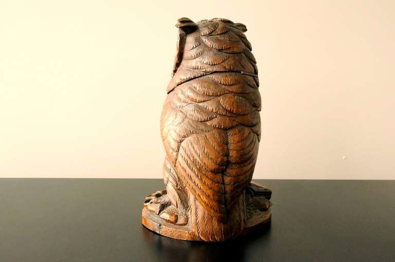 Swiss Carved Black Forest  Owl  from Brienz