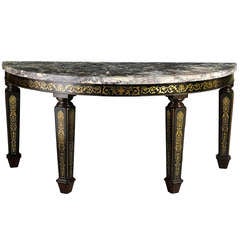 Brass-Inlaid Side Table
