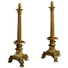 Pair of Brass Table Lamps, circa 1830