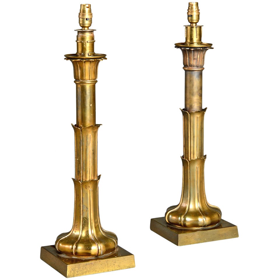 Pair of Victorian Brass Table Lamps