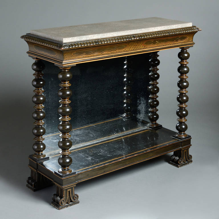 A George IV japanned side table by Morel & Hughes, supplied to the third Duke of Northumberland for Northumberland house, circa 1823.