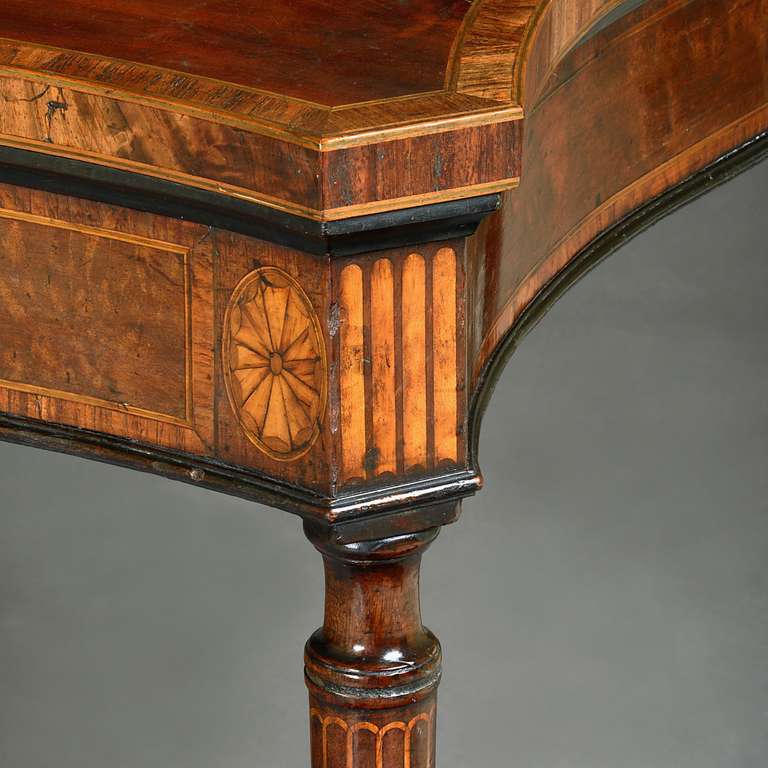 British George III Mahogany and Marquetry Side Table, circa 1780