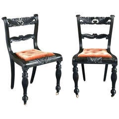 Pair of Anglo-Indian Ebony Side Chairs