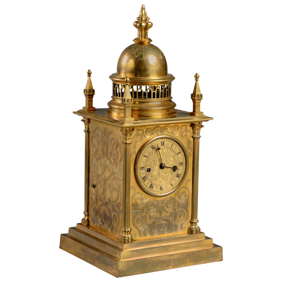 Elizabethan Revival Mantel Clock, circa 1840 For Sale