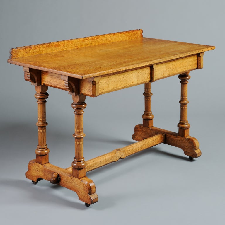 Reformed Gothic Oak Writing Table