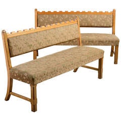 Antique Pair of Victorian Ash Benches