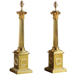 Antique Corinthian Column Brass Lamps