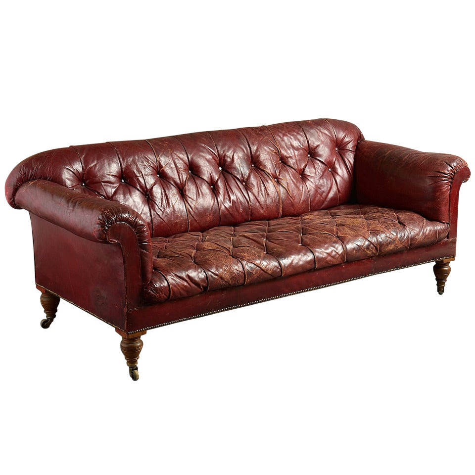 Victorian Red Leather Sofa at 1stDibs