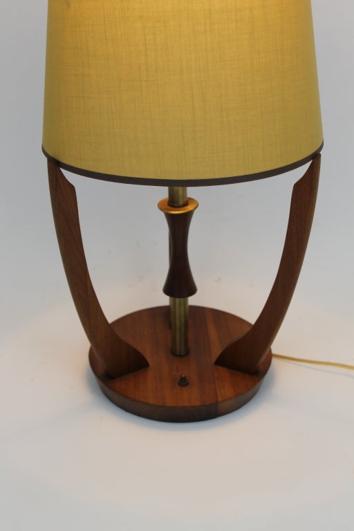 Mid-Century Modern Danish Teak Cone Shade Table Lamp For Sale