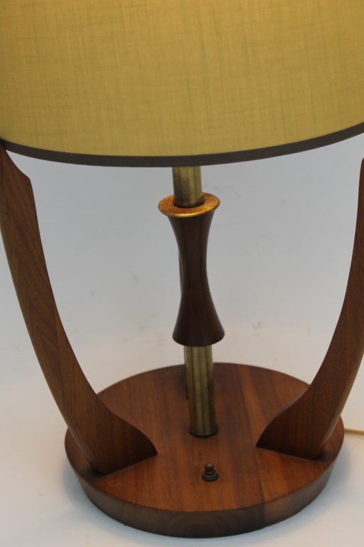 Danish Teak Cone Shade Table Lamp In Good Condition For Sale In Milton, PA