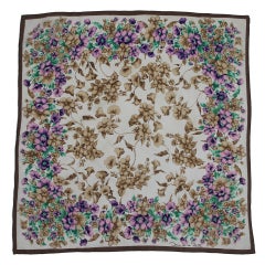 Vintage Silk Scarf with floral design by Oscar De La Renta