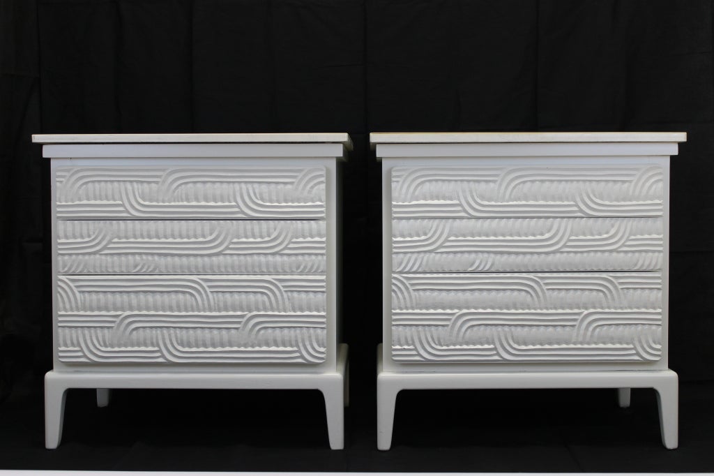 Hollywood regency look bedside drawer units by Henredon Heritage