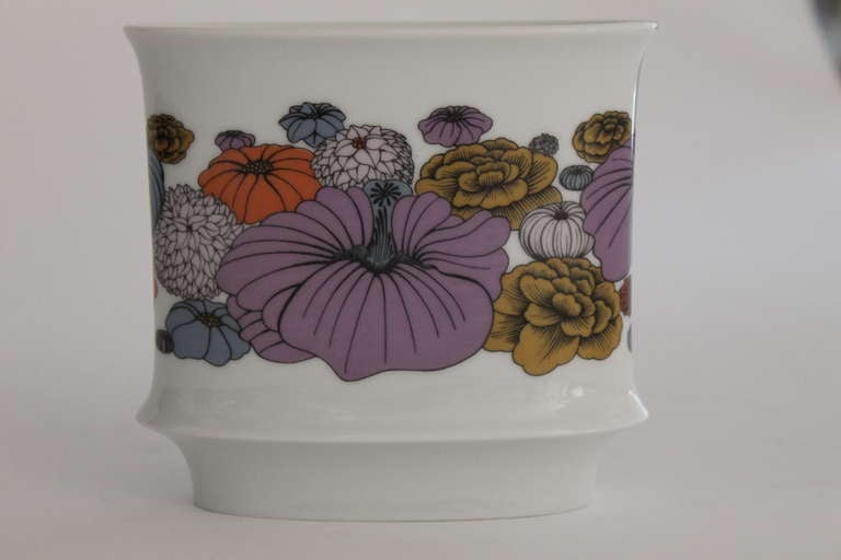 Artist Series Vase with Floral Design by Alain Le Foll (1939-1982) for Rosenthal Studio Line.