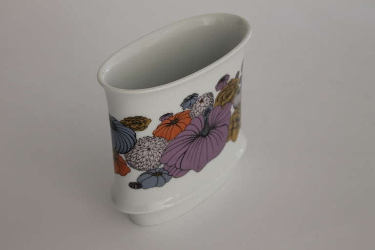 German Vase with Floral Design by Alain Le Foll for Rosenthal
